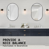2 Set Wall Mirror Oval Aluminum Frame Bathroom 50x75cm BLACK - Extra Image