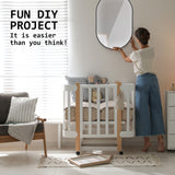 2 Set Wall Mirror Oval Aluminum Frame Bathroom 50x75cm BLACK - Extra Image