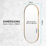 Wall Mirror Oval Aluminum Frame Bathroom 45x100cm GOLD - Extra Image