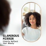 2 Set Wall Mirror Oval Aluminum Frame Bathroom 45x100cm GOLD - Side View