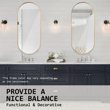 2 Set Wall Mirror Oval Aluminum Frame Bathroom 45x100cm GOLD - Extra Image