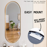 2 Set Wall Mirror Oval Aluminum Frame Bathroom 45x100cm GOLD - Extra Image