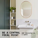 Wall Mirror Oval Aluminum Frame Bathroom 50x75cm GOLD - Close-Up Angle