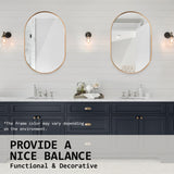 2 Set Wall Mirror Oval Aluminum Frame Bathroom 50x75cm GOLD - Extra Image