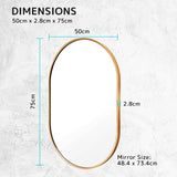 2 Set Wall Mirror Oval Aluminum Frame Bathroom 50x75cm GOLD - Extra Image