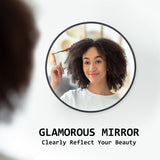 2 Set Wall Mirror Round Aluminum Frame Bathroom 50cm BLACK - Front View