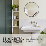 2 Set Wall Mirror Round Aluminum Frame Bathroom 50cm BLACK - 45-Degree Angle