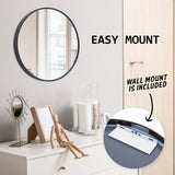 2 Set Wall Mirror Round Aluminum Frame Bathroom 50cm BLACK - Extra Image