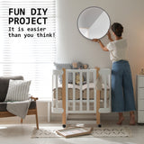 2 Set Wall Mirror Round Aluminum Frame Bathroom 50cm BLACK - Extra Image