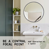 2 Set Wall Mirror Round Aluminum Frame Bathroom 70cm BLACK - Rear View