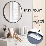 2 Set Wall Mirror Round Aluminum Frame Bathroom 70cm BLACK - Extra Image