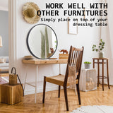 2 Set Wall Mirror Round Aluminum Frame Bathroom 80cm BLACK - 45-Degree Angle