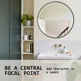 2 Set Wall Mirror Round Aluminum Frame Bathroom 80cm BLACK - Close-Up Angle