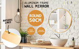 Wall Mirror Round Aluminum Frame Bathroom 50cm GOLD - Front View