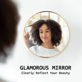 Wall Mirror Round Aluminum Frame Bathroom 50cm GOLD - Side View