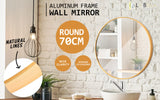 Wall Mirror Round Aluminum Frame Bathroom 70cm GOLD - Front View
