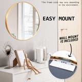 2 Set Wall Mirror Round Aluminum Frame Bathroom 70cm GOLD - Extra Image