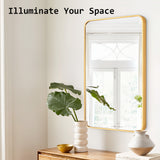 Wall Mirror Rectangular Aluminum Frame Bathroom 60x80cm GOLD - Top-Down View