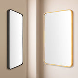 Wall Mirror Rectangular Aluminum Frame Bathroom 60x80cm GOLD - Close-Up Angle