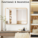 Wall Mirror Rectangular Aluminum Frame Bathroom 60x80cm GOLD - Extra Image
