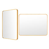 2 Set Wall Mirror Rectangular Aluminum Frame Bathroom 60x80cm GOLD - Side View