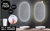 2 Set LED Wall Mirror Oval Anti-Fog Bathroom 50x75cm - Front View