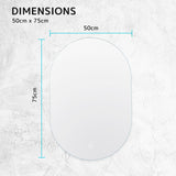 2 Set LED Wall Mirror Oval Anti-Fog Bathroom 50x75cm