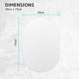 2 Set LED Wall Mirror Oval Anti-Fog Bathroom 50x75cm - Extra Image