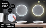 2 Set LED Wall Mirror Round Anti-Fog Bathroom 50cm - Front View