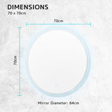 2 Set LED Wall Mirror Round Anti-Fog Bathroom 70cm - Extra Image
