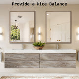 2 Set Wall Mirror Rectangular Frame Bathroom 70x90cm Antique Brown - Extra Image