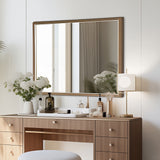 2 Set Wall Mirror Rectangular Frame Bathroom 70x90cm Antique Brown - Extra Image