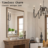 2 Set Wall Mirror Rectangular Frame Bathroom 70x90cm Antique Brown - Extra Image