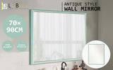 Wall Mirror Rectangular Frame Bathroom 70x90cm Turquoise - Front View