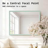 2 Set Wall Mirror Rectangular Frame Bathroom 70x90cm Turquoise - Top-Down View