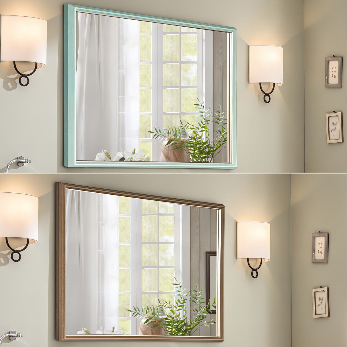 2 Set Wall Mirror Rectangular Frame Bathroom 70x90cm Turquoise