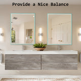 2 Set Wall Mirror Rectangular Frame Bathroom 70x90cm Turquoise - Extra Image