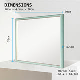 2 Set Wall Mirror Rectangular Frame Bathroom 70x90cm Turquoise - Extra Image