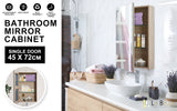 La Bella Oak Bathroom Mirror Cabinet Wall Single Door Shaving Storage 45 x 72 cm - Front View