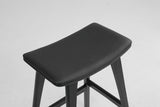 2X Wooden Bar Stool Padded PU Leather Dining Chair KANSO 65cm BLACK - Side View