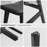 2X Wooden Bar Stool Padded PU Leather Dining Chair KANSO 65cm BLACK - Extra Image