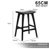2X Wooden Bar Stool Padded PU Leather Dining Chair KANSO 65cm BLACK - Extra Image
