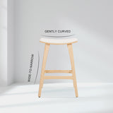 4X Wooden Bar Stool Padded Fabric Dining Chair KANSO 65cm BEIGE - Top-Down View