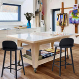 2X Wooden Bar Stool Dining Chair Ash Wood ELISE 65cm BLACK - Low Angle