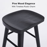 4X Wooden Bar Stool Dining Chair Pine Wood FRIDA 65cm BLACK - Top-Down View