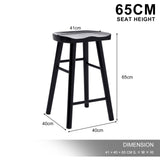 4X Wooden Bar Stool Dining Chair Pine Wood FRIDA 65cm BLACK - Extra Image