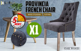 French Provincial Dining Chair Oak Leg AMOUR BLACK - Front View