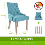 2X French Provincial Dining Chair Oak Leg AMOUR BLUE - Extra Image