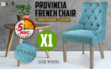 French Provincial Dining Chair Oak Leg AMOUR BLUE - Front View