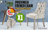 French Provincial Dining Chair Oak Leg AMOUR CREAM - Front View